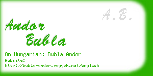 andor bubla business card